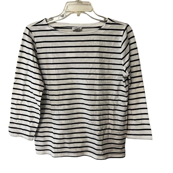 J Crew three-quarter sleeve striped cotton shirt size XS nautical beachy NWT - Picture 2 of 10